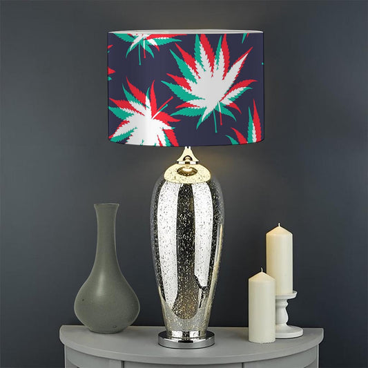 Trippy Hemp Leaves Reggae Pattern Print Drum Lamp Shade