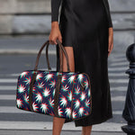 Trippy Hemp Leaves Reggae Pattern Print Duffle Bag