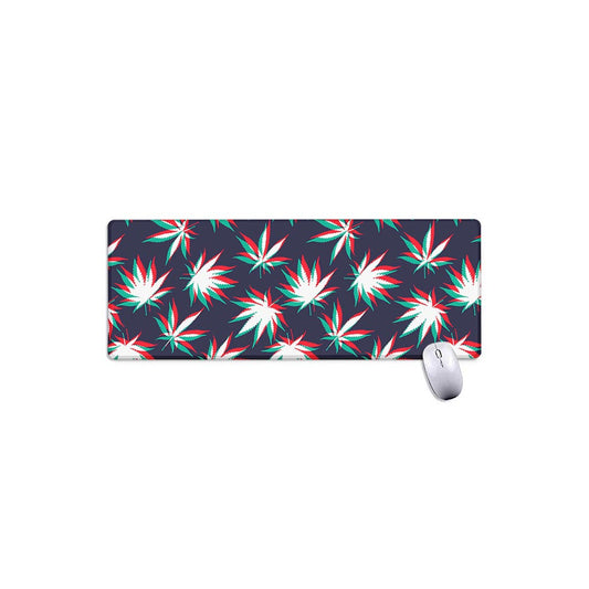 Trippy Hemp Leaves Reggae Pattern Print Extended Mouse Pad