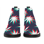 Trippy Hemp Leaves Reggae Pattern Print Flat Ankle Boots