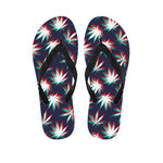 Trippy Hemp Leaves Reggae Pattern Print Flip Flops