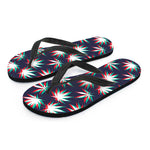 Trippy Hemp Leaves Reggae Pattern Print Flip Flops