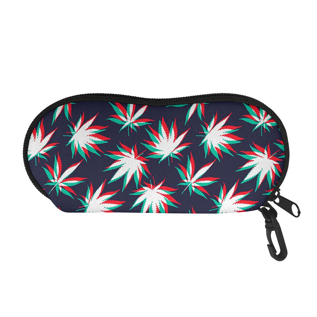 Trippy Hemp Leaves Reggae Pattern Print Glasses Case