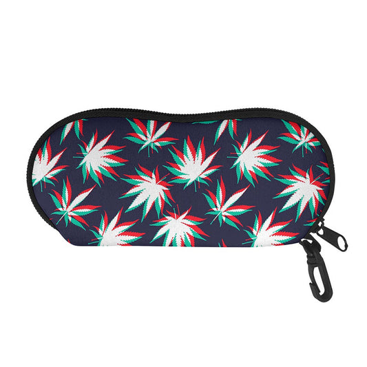 Trippy Hemp Leaves Reggae Pattern Print Glasses Case