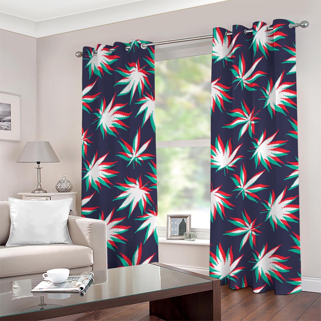 Trippy Hemp Leaves Reggae Pattern Print Grommet Curtains