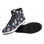 Trippy Hemp Leaves Reggae Pattern Print High Top Leather Sneakers
