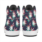 Trippy Hemp Leaves Reggae Pattern Print High Top Leather Sneakers