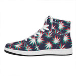 Trippy Hemp Leaves Reggae Pattern Print High Top Leather Sneakers