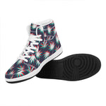 Trippy Hemp Leaves Reggae Pattern Print High Top Leather Sneakers
