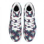 Trippy Hemp Leaves Reggae Pattern Print High Top Leather Sneakers