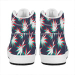 Trippy Hemp Leaves Reggae Pattern Print High Top Leather Sneakers