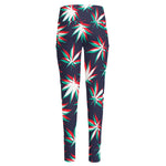 Trippy Hemp Leaves Reggae Pattern Print High-Waisted Pocket Leggings