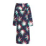 Trippy Hemp Leaves Reggae Pattern Print Hooded Bathrobe