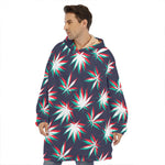Trippy Hemp Leaves Reggae Pattern Print Hoodie Blanket