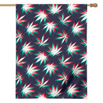 Trippy Hemp Leaves Reggae Pattern Print House Flag