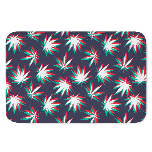 Trippy Hemp Leaves Reggae Pattern Print Indoor Door Mat