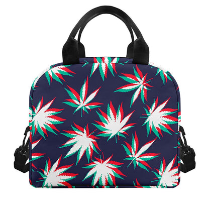 Trippy Hemp Leaves Reggae Pattern Print Insulated Lunch Bag