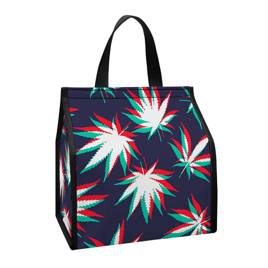 Trippy Hemp Leaves Reggae Pattern Print Insulated Lunch Tote