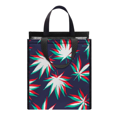 Trippy Hemp Leaves Reggae Pattern Print Insulated Lunch Tote