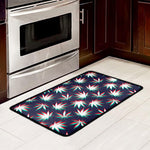Trippy Hemp Leaves Reggae Pattern Print Kitchen Mat