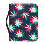 Trippy Hemp Leaves Reggae Pattern Print Leather Bible Cover