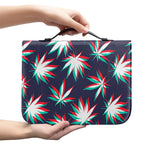 Trippy Hemp Leaves Reggae Pattern Print Leather Bible Cover