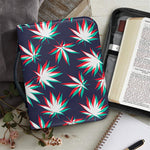 Trippy Hemp Leaves Reggae Pattern Print Leather Bible Cover