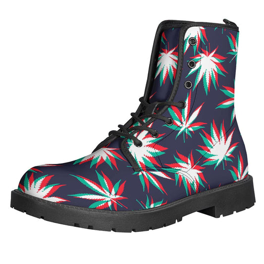 Trippy Hemp Leaves Reggae Pattern Print Backpack