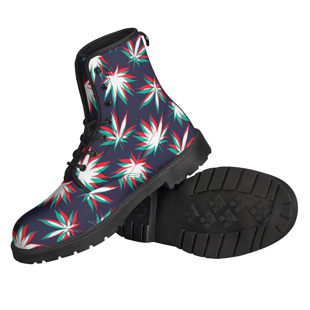 Trippy Hemp Leaves Reggae Pattern Print Backpack