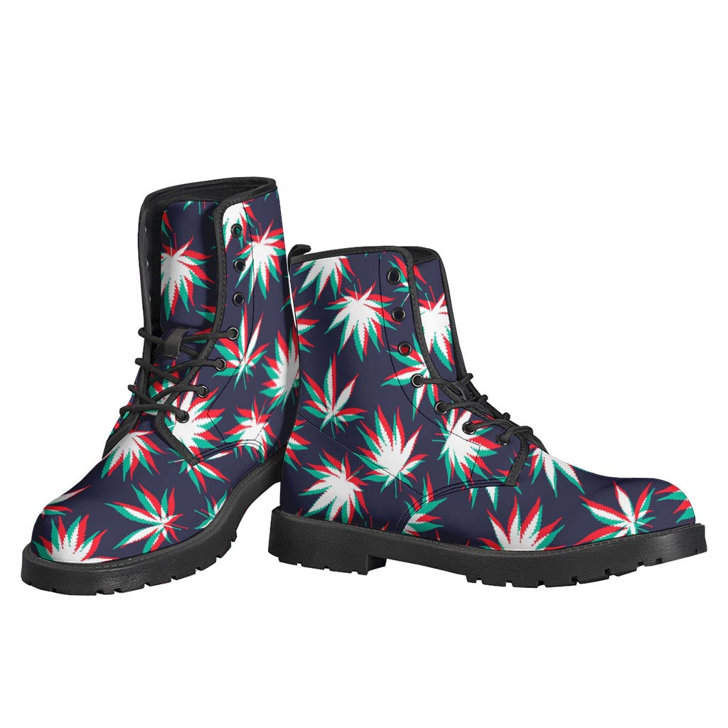Trippy Hemp Leaves Reggae Pattern Print Backpack