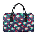 Trippy Hemp Leaves Reggae Pattern Print Leather Duffel Bag