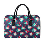 Trippy Hemp Leaves Reggae Pattern Print Leather Duffle Bag