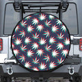 Trippy Hemp Leaves Reggae Pattern Print Leather Spare Tire Cover
