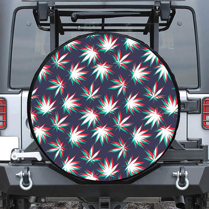 Trippy Hemp Leaves Reggae Pattern Print Leather Spare Tire Cover