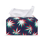 Trippy Hemp Leaves Reggae Pattern Print Leather Tissue Box Cover