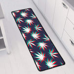 Trippy Hemp Leaves Reggae Pattern Print Long Kitchen Mat