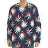 Trippy Hemp Leaves Reggae Pattern Print Long Sleeve Baseball Jersey