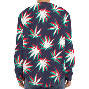 Trippy Hemp Leaves Reggae Pattern Print Long Sleeve Baseball Jersey