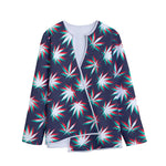 Trippy Hemp Leaves Reggae Pattern Print Long Sleeve Short Coat