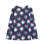 Trippy Hemp Leaves Reggae Pattern Print Long Sleeve Short Coat