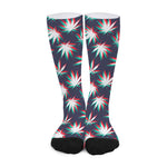 Trippy Hemp Leaves Reggae Pattern Print Long Socks