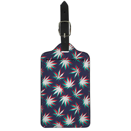 Trippy Hemp Leaves Reggae Pattern Print Luggage Tag