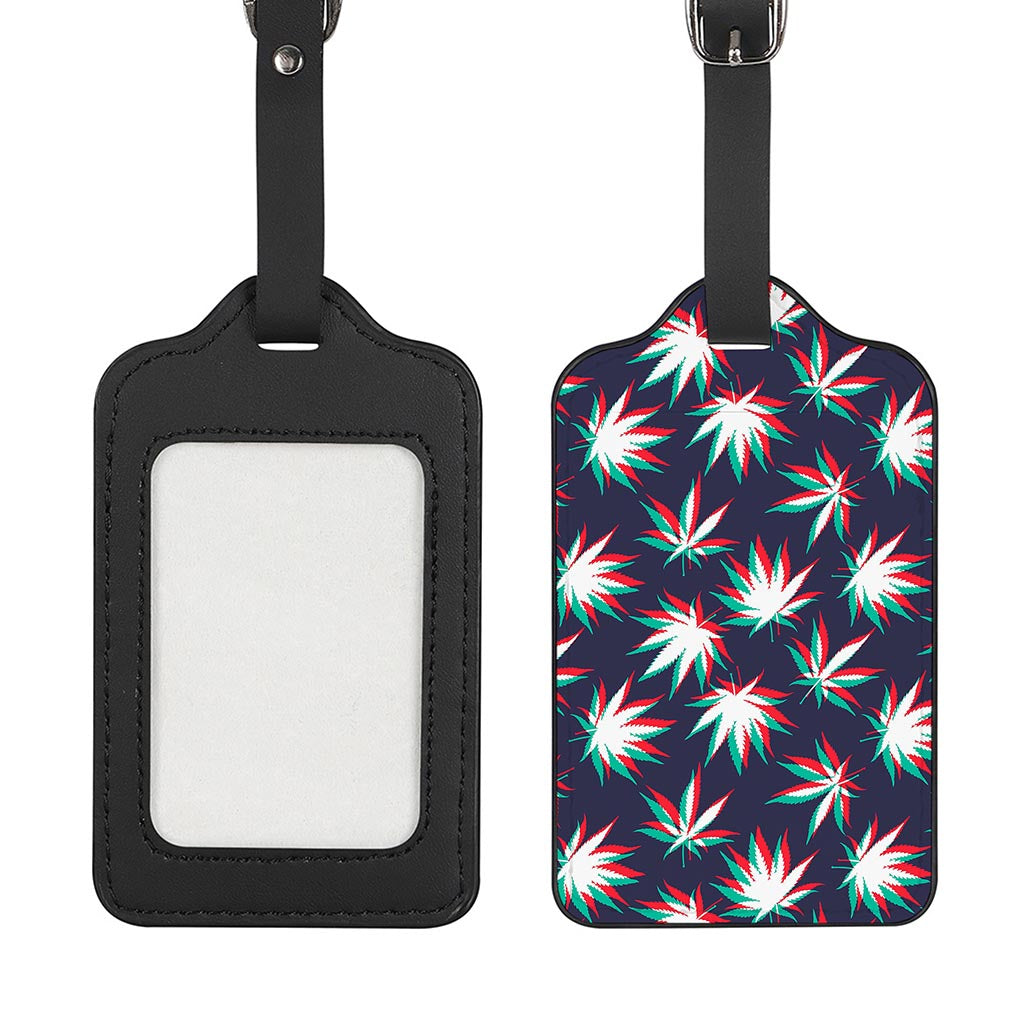 Trippy Hemp Leaves Reggae Pattern Print Luggage Tag