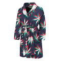 Trippy Hemp Leaves Reggae Pattern Print Men's Bathrobe