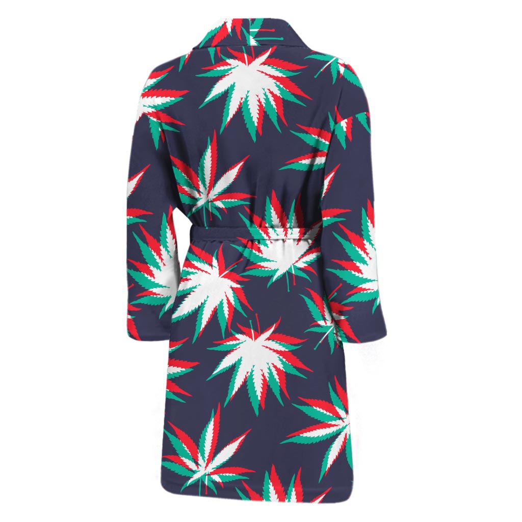Trippy Hemp Leaves Reggae Pattern Print Men's Bathrobe