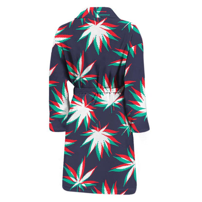 Trippy Hemp Leaves Reggae Pattern Print Men's Bathrobe