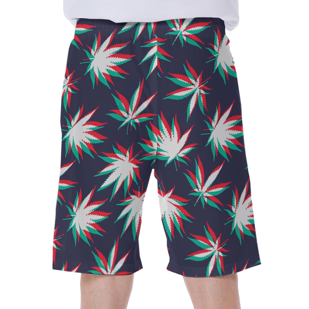 Trippy Hemp Leaves Reggae Pattern Print Men's Beach Shorts