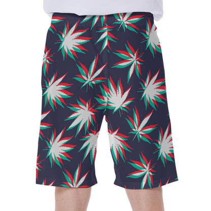 Trippy Hemp Leaves Reggae Pattern Print Men's Beach Shorts