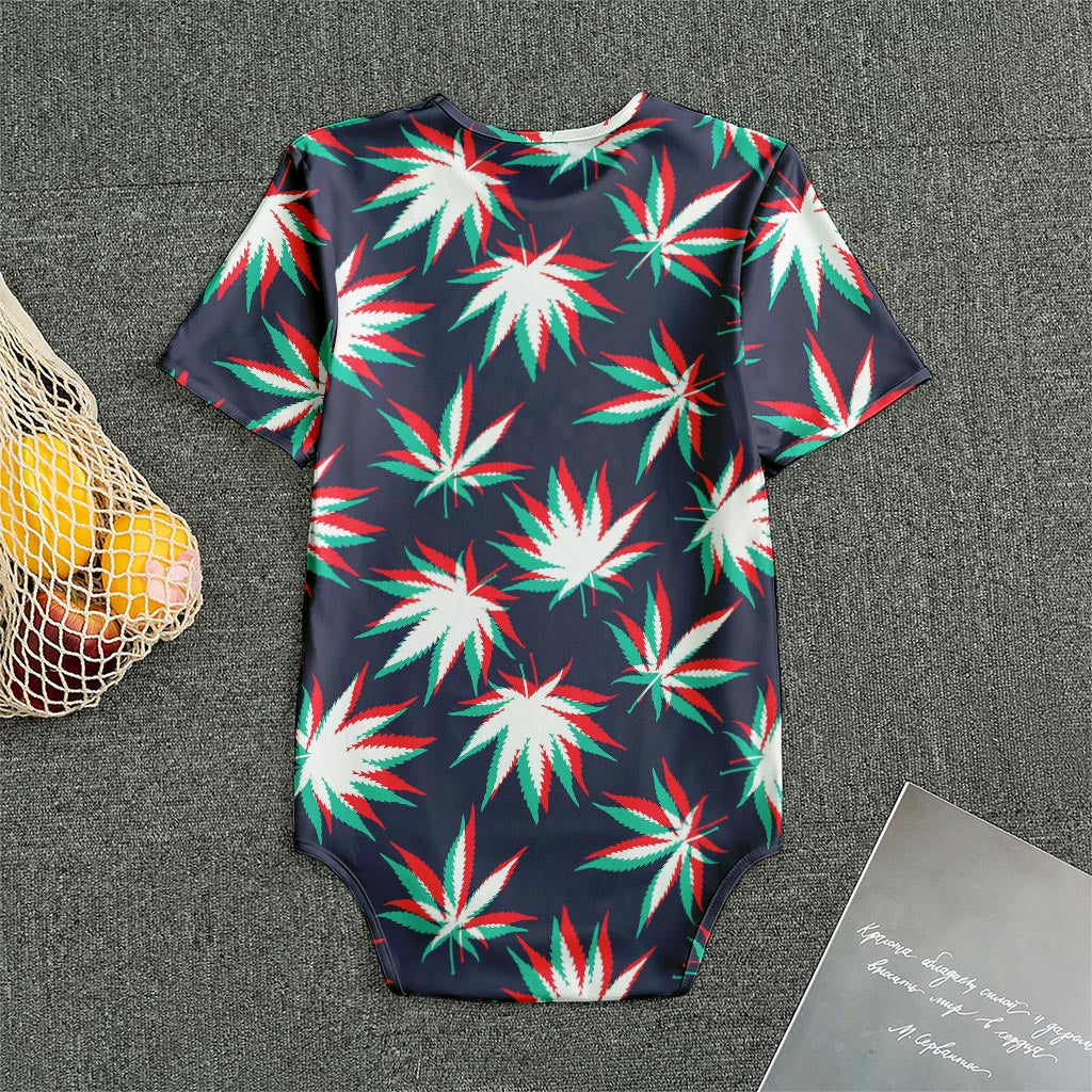 Trippy Hemp Leaves Reggae Pattern Print Men's Bodysuit