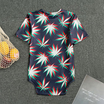 Trippy Hemp Leaves Reggae Pattern Print Men's Bodysuit